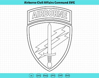 Airborne Sword Lightning Bolt SVG, Military Badge Vector, CNC Laser File (Digital Download)