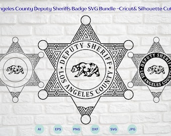 Los Angeles County Deputy Sheriff's Badge Svg Bundle, LA California Sheriff Department Police Logo Insignia, Cricut & Silhouette Cut Files
