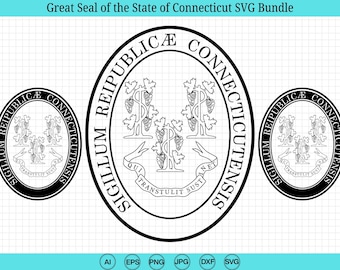 Great Seal of the State of Connecticut SVG Bundle, Seal of Connecticut svg, Connecticut logo svg, Connecticut, Cricut & Silhouette Cut Files