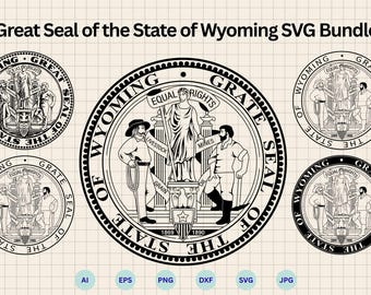 Seal of the State of Wyoming SVG Bundle,   Vector,  Emblem ,, Cricut & Silhouette Cut Files
