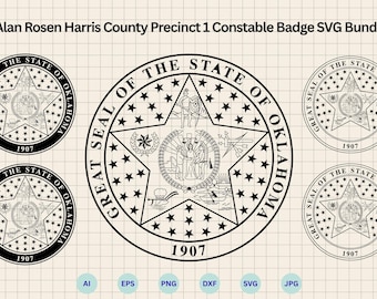 The Great Seal of Oklahoma SVG Bundle, Seal of Oklahoma Vector, State of Oklahoma Emblem Svg, Oklahoma Logo, Cricut & Silhouette Cut Files