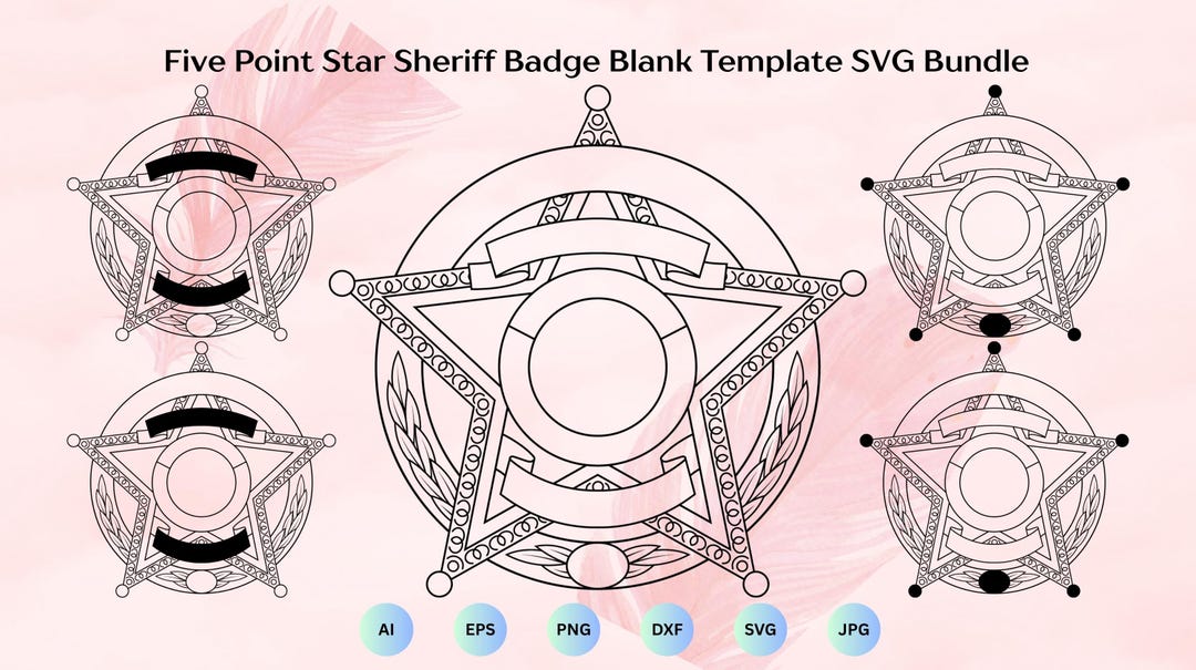 Five Point Star Sheriff Badge Blank Template SVG Bundle, Sheriff Badge ...