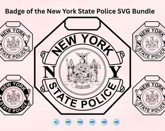 Badge of the New York State Police SVG Bundle, NYSP badge svg, NY State Police Department emblem svg, Cricut & Silhouette Cut Files
