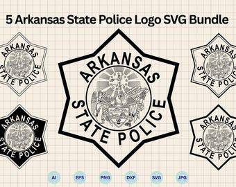 Arkansas State Police Logo Svg Bundle, Arkansas State Police Patch svg, AR Trooper Highway Patrol Seal svg, Cricut & Silhouette Cut Files