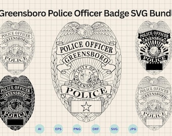 Greensboro Police Officer Badge SVG Bundle, Greensboro Police Department Insignia Vector, NC Greensboro Police, Cricut & Silhouette Cut File