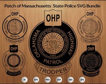 Oklahoma Highway Patrol Badge Pin SVG Bundle, Oklahoma Highway Patrol Insignia Svg, OHP Seal Vector, OHP Svg, Cricut & Silhouette Cut Files