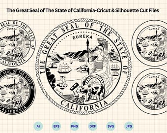 The Great Seal Of The State Of California SVG Bundle, California State Great Seal Logo, State Of California, Cricut & Silhouette Cut File