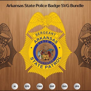 Arkansas State Police Badge Svg Bundle, AR State Police Insignia Vector ...