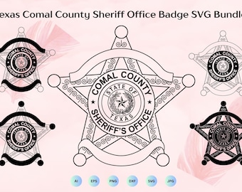 Texas Comal County Sheriff Office Badge SVG Bundle, Comal County Sheriff Badge Vector, Deputy Sheriff Insignia, Cricut & Silhouette Cut File
