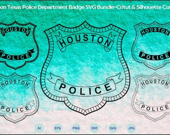 Houston Texas Police Department Badge SVG Bundle, Houston TX Police Badge, Law Enforcement Officer Logo svg, Cricut & Silhouette Cut Files
