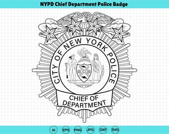 Distintivo del capo della polizia SVG / Emblema vintage delle forze dell'ordine vettoriale / Contorno stella dello sceriffo / File per taglio laser CNC / Design per Cricut Silhouette