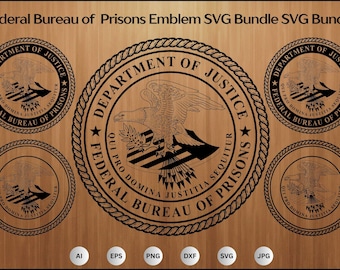 Paquete SVG del emblema de la Oficina Federal de Prisiones, paquete PNG del sello de prisiones del Departamento de Justicia, Departamento de Justicia, archivos de corte para Cricut y Silhouette