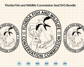 Florida Fish and Wildlife Conservation Commission Seal SVG, FWC badge svg, Florida Fish and Wildlife emblem, Cricut & Silhouette Cut File