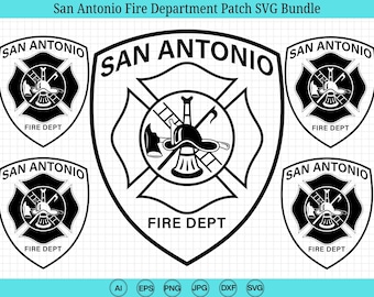 San Antonio Fire Department Patch SVG Bundle, Texas Fire Rescue Emblem Svg, Fire Dept Logo Svg, TX Fire Dept, Cricut & Silhouette Cut Files