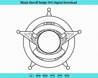 Blank Sheriff Badge SVG, Police Badge Template, Custom Engraving (Digital Download)