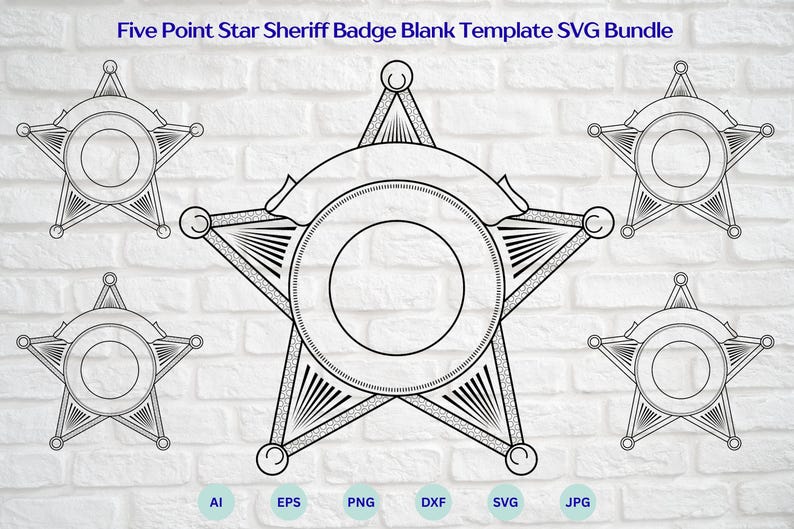 Five Point Star Sheriff Badge Blank Template SVG Bundle, Sheriff Badge ...