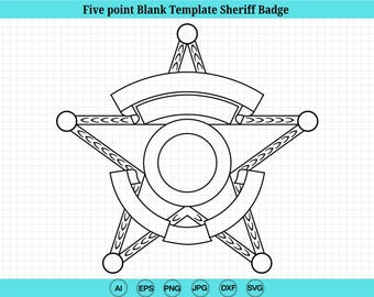 Sheriff Badge SVG | Western Star Emblem, Blank Template (Digital Download)