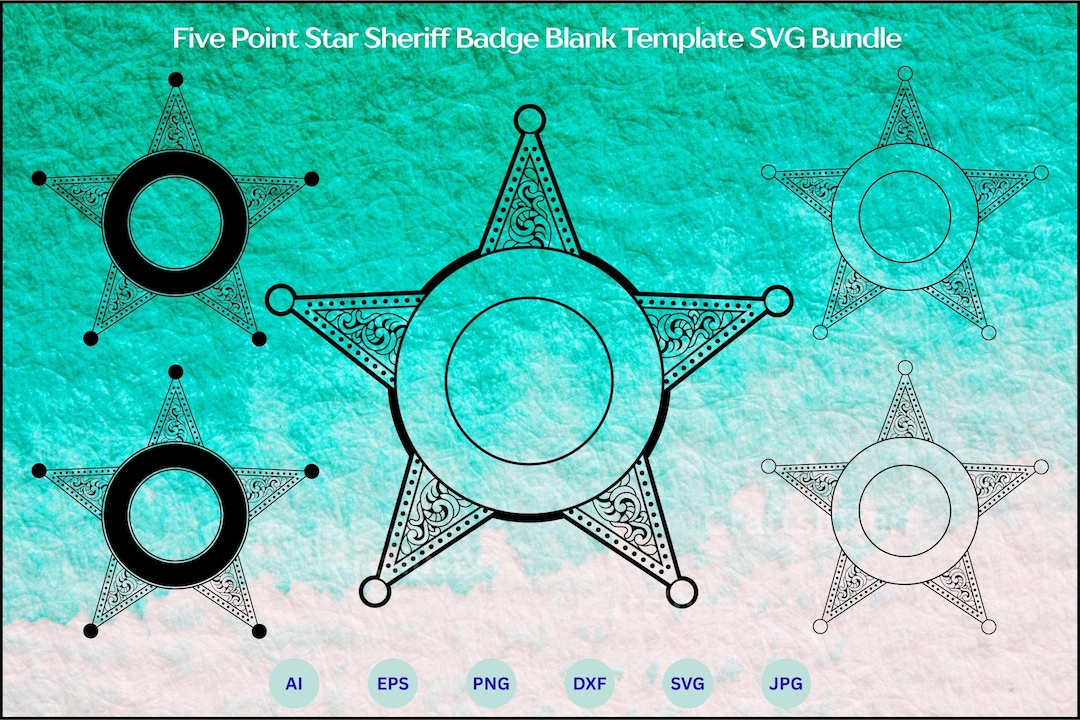 Five Point Star Sheriff Badge Blank Template SVG Bundle, Sheriff Badge ...