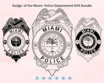 Badge of the Miami Police Department Svg Bundle, Badge of an MPD officer Vector, MPD officer Insignia Svg, MPD, Cricut & Silhouette Cut File