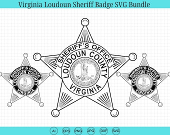 Virginia Loudoun Sheriff Badge SVG Bundle, Loudoun County Sheriffs Office Vector, 5 Star Sheriff Insignia Svg, Cricut & Silhouette Cut Files