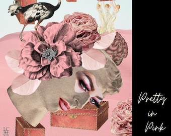 Pretty in Pink Surreal Collage Sheets | Printable Collage Kit (Digital Download)