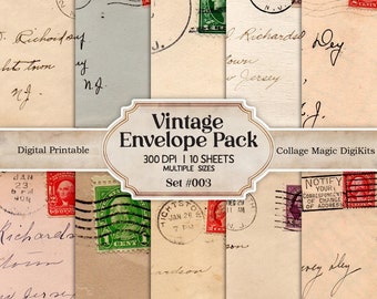 Vintage Envelope Ephemera | Antique Stationery, Junk Journal (Digital Paper Kit)