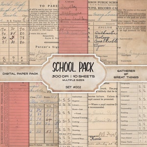 Antique School Grades | Digital Paper Kit Ephemera Vintage Junk Journal Mixed Media Collage Supplies