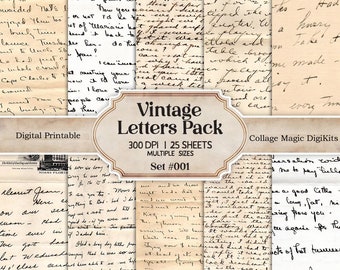 25 Vintage Handwritten Letters | Ephemera Paper Pack (Digital Download)