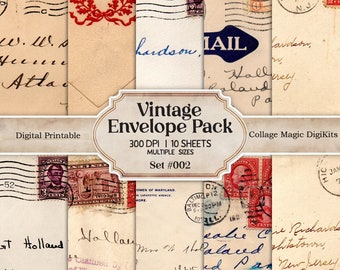 Vintage Envelope Printable | Ephemera Paper Kit, Junk Journal (Digital Download)