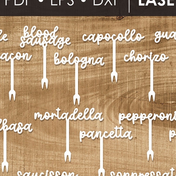 Digital File - Charcuterie Picks - Charcuterie Pick - Meat Markers - Meat Names - Meat Labels - Cheese Board - Cured Meats - Laser File SVG