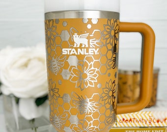 Bee Engraved Stanley Travel Quencher H2.0 Tumbler  - Stanley Cup - Honeybees  Beehive  - 40 OZ Tumbler - Adventure Quencher - BEES