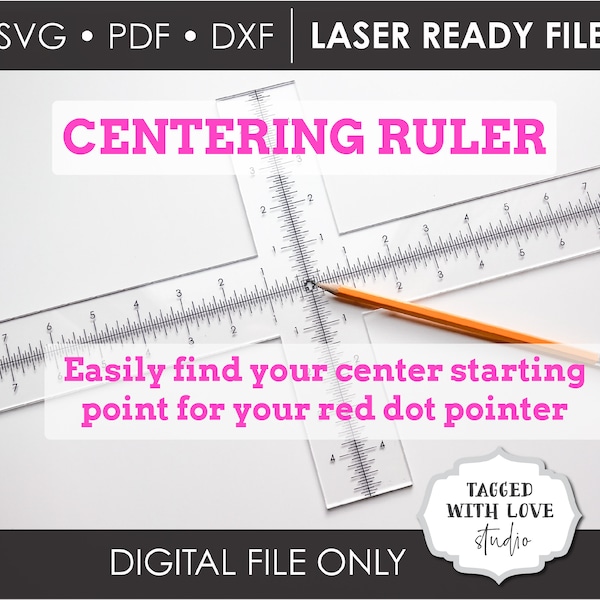 Laser Centering Ruler File SVG - Tumbler Centering Ruler - Cutting Board Center - Chopping Board Center - Laser SVG File - Glowforge