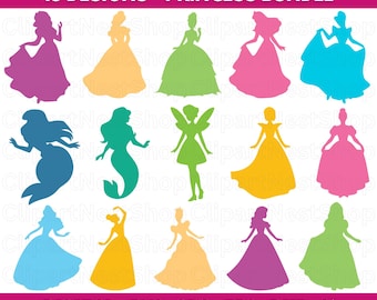 Princesa SVG, Paquete de princesas SVG para Silhouette y Cricut, Camiseta de princesa, Clipart de princesa, Cumpleaños de princesa
