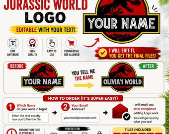 Custom Jurassic World SVG PNG | Custom Jurassic World File | Personalized Jurassic World Logo | Dinosaur World Logo Digital Download File