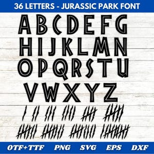 Jurassic Park polices SVG | Lettres et chiffres de l&#39;alphabet dinosaure (téléchargement numérique)