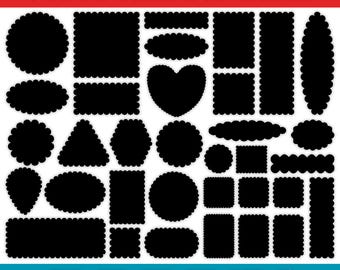 Scalloped Shape svg, Scalloped Frame svg, Labels svg, Scallop Circle svg, Frames SVG, Tags svg, Laser cut files, Cricut svg, Glowforge