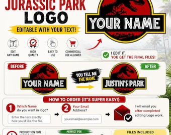 Custom Jurassic Park SVG PNG | Custom Jurassic Park File | Personalized Jurassic Park Logo | Digital Download File