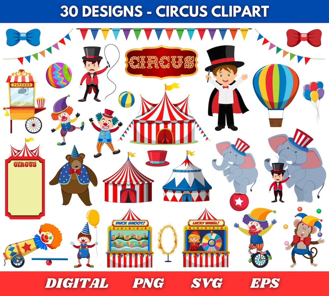 Circus Clipart, Circus Printable , Circus PNG and SVG, Carnival Clipart ...