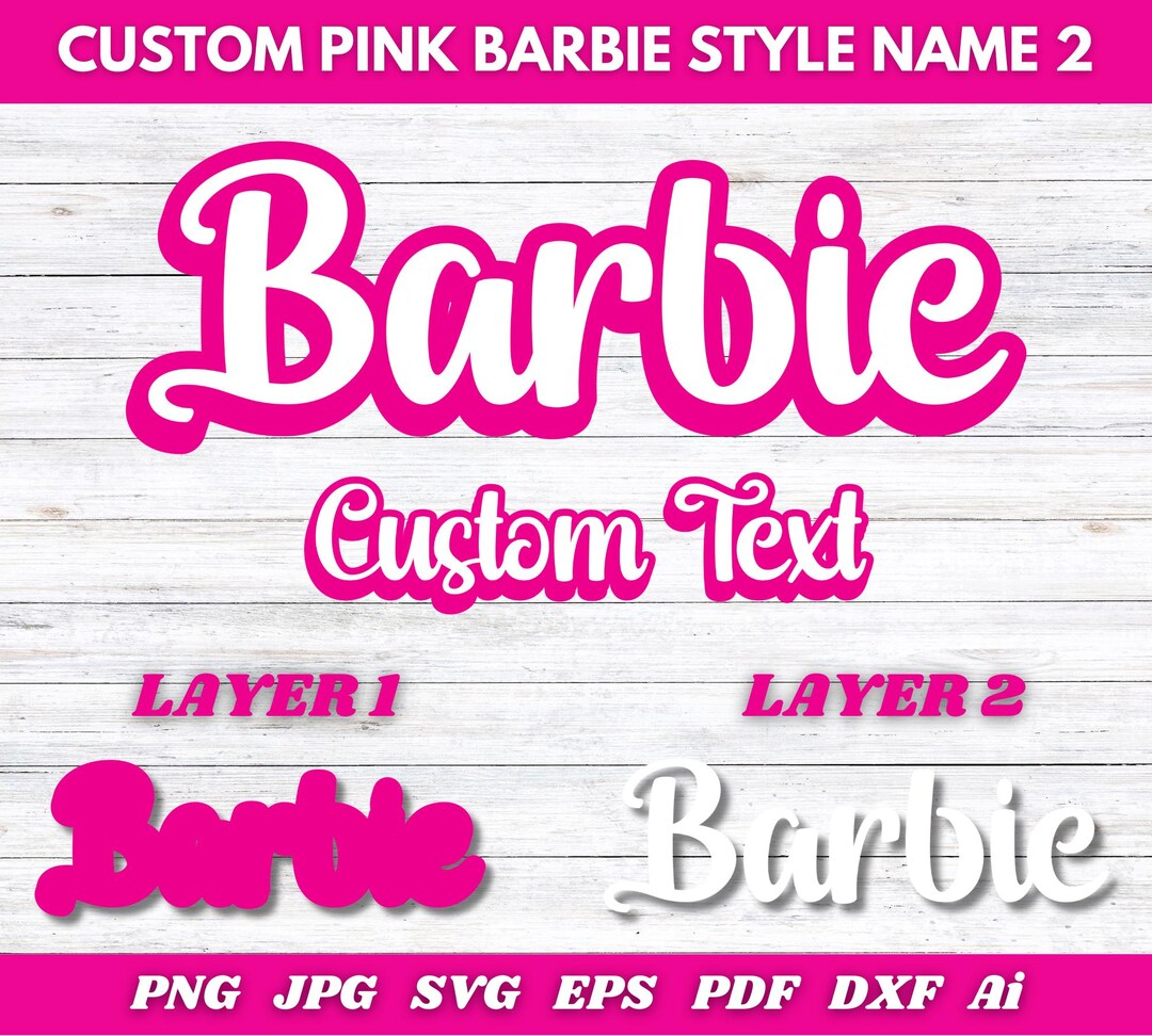 Custom Barbie Name SVG PNG | Pink Barbie Style Text | Personalized ...