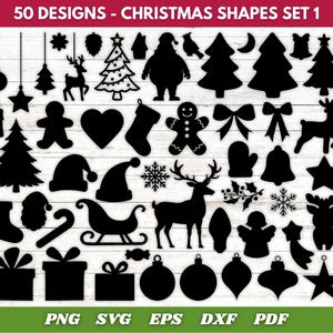 Kerst vormen SVG vakantie clipart silhouet laserbestanden rendier kerstman boom ornament gesneden bestanden voor Cricut