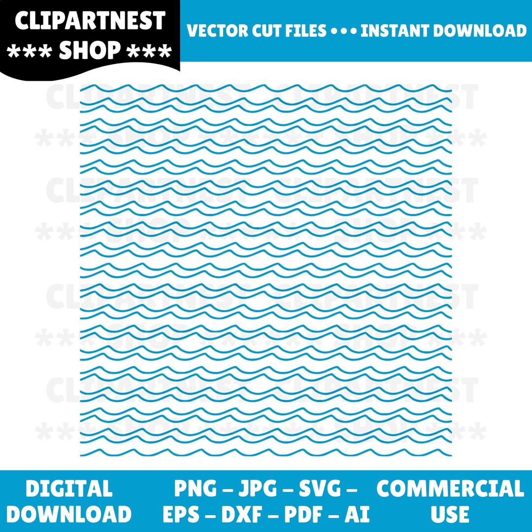 Seamless Wave Pattern SVG, Ocean Waves Background, Beach Pattern Cut ...