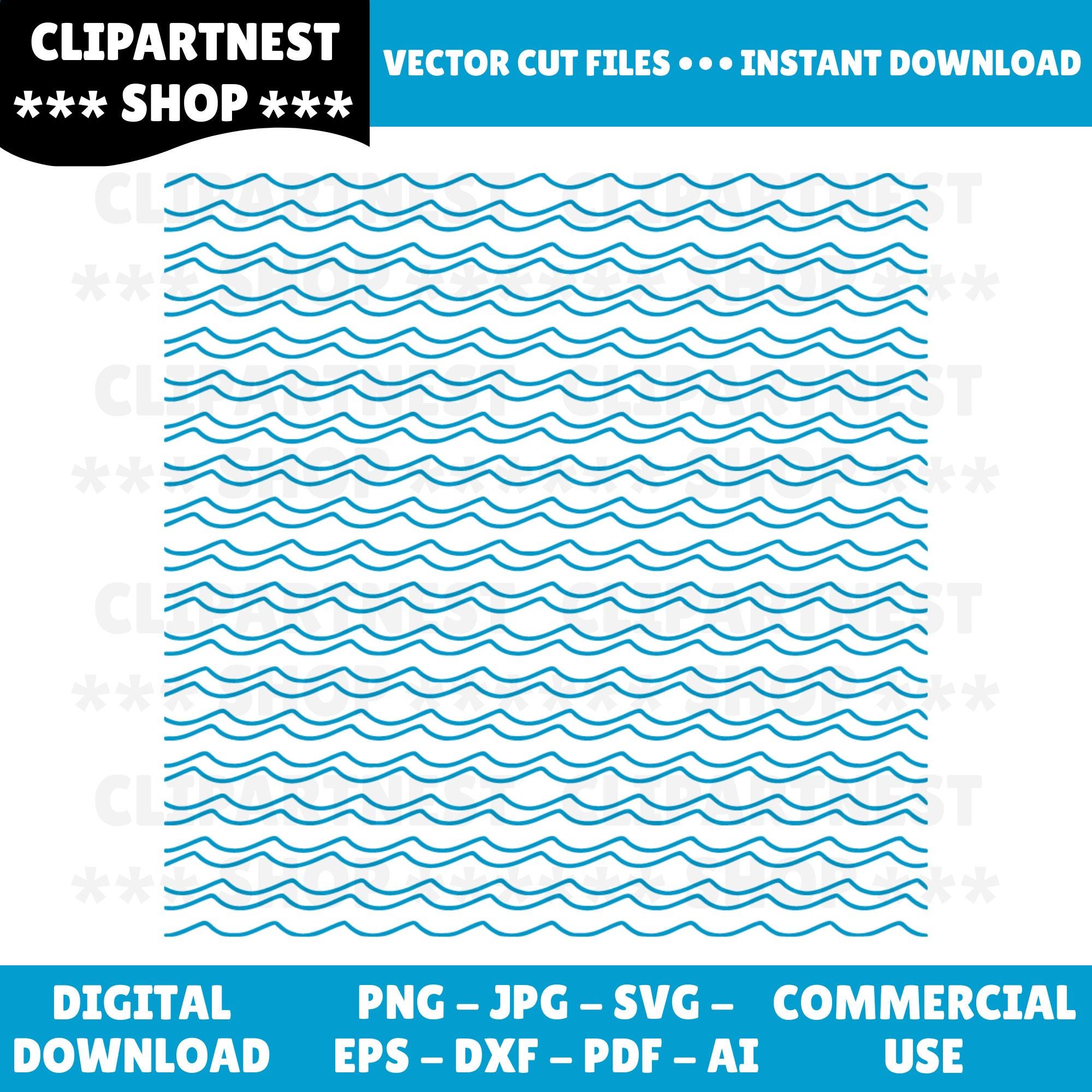 Seamless Wave Pattern SVG, Ocean Waves Background, Beach Pattern Cut ...