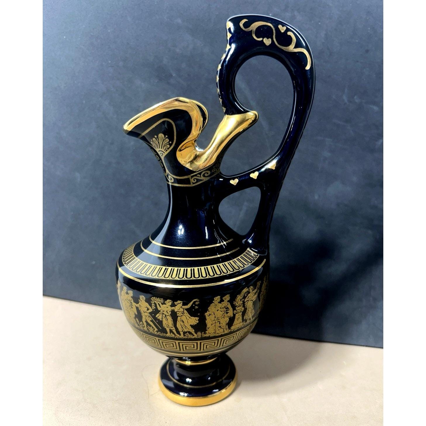 ギリシャ製 職人ハンドメイド 24金仕立て 花瓶　