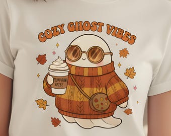 Fantasma de otoño acogedor PNG, clipart de calabaza y especias kawaii