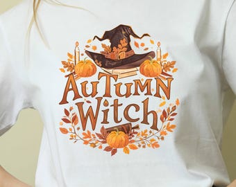 Autumn Witch Art Print: Halloween Pumpkin Decor (Digital Download)