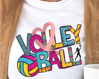 Retro Beachvolleyball PNG Design | Bunter Sport Posterdruck (Digitaler Download)