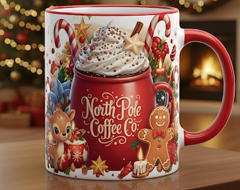 Christmas Mug Wrap Sublimation | North Pole Coffee Co (PNG)