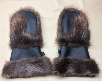 Beaver Fur Gauntlet Mittens