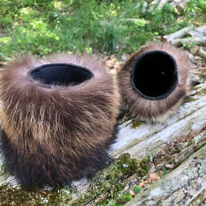Raccoon Fur Can And Bottle Cooler/Cozy With Black Neoprene Inside (listing is for 1)