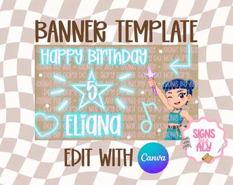 K-pop Banner Template | Party Banner Mockup | Editable Canva | Digital Download